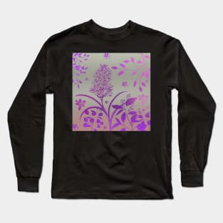 Flower and leaves on gradient background Long Sleeve T-Shirt